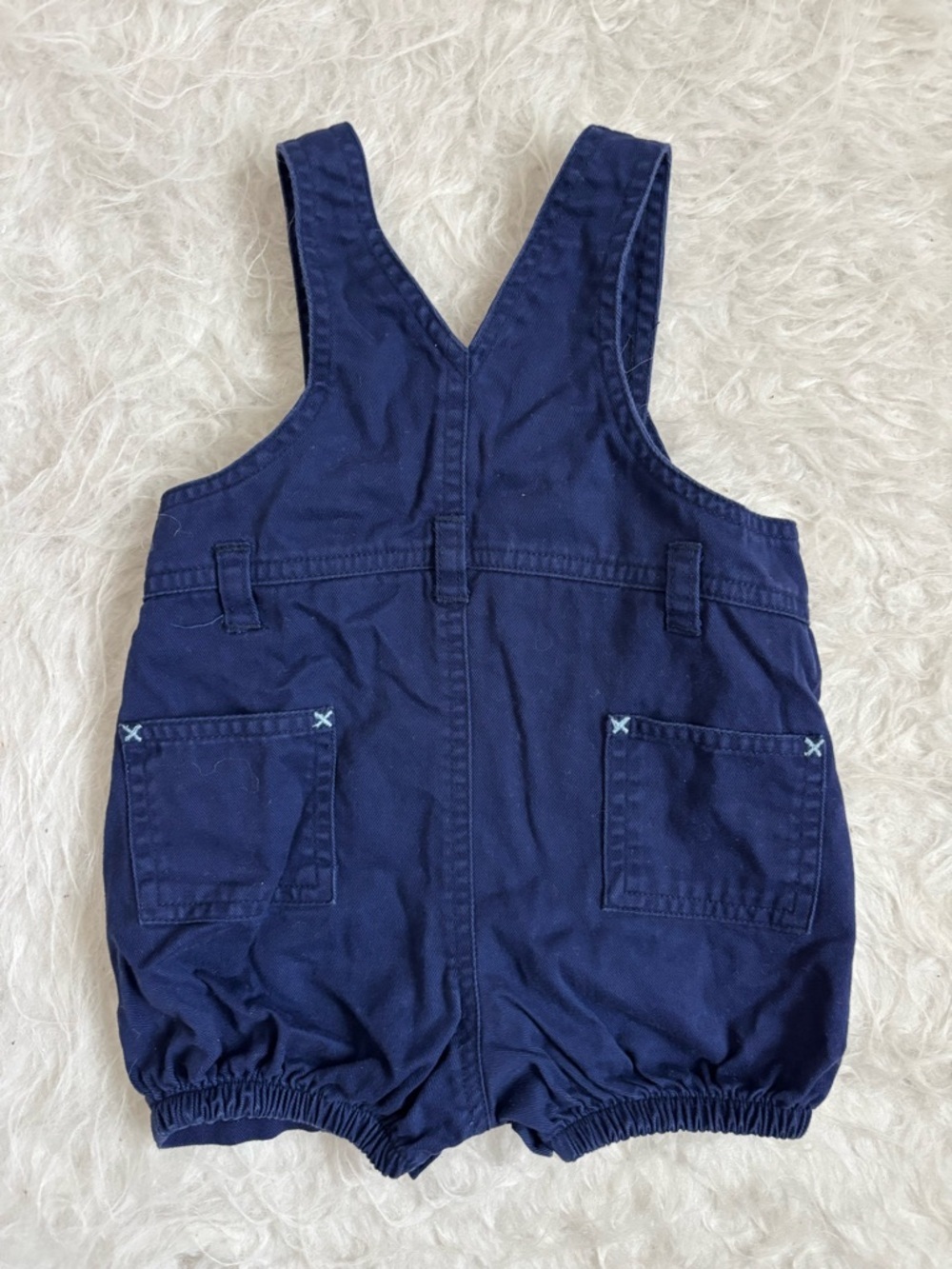 Nautical, Coastal, Preppy Navy Blue Baby Overalls with Appliqués - Picture 3 of 3